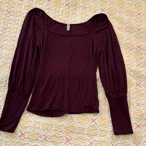FP Intimately Burgundy Long Sleeve Top